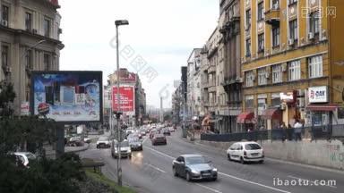 贝尔格莱德1月布兰科瓦街通往布兰科大桥在塞尔维亚贝尔格莱德1月